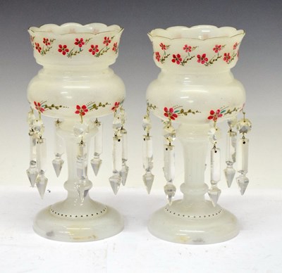 Lot 255 - Pair of opaque glass lustres