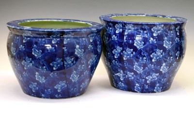 Lot 236 - Two blue and white fish bowls or jardinières