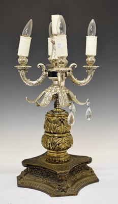 Lot 443 - Silvered metal four branch decorative table lamp