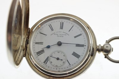Lot 108 - Gentleman's silver full hunter pocket watch, together with a silver fob watch