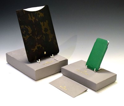 Lot 190 - Mulberry Green mobile phone holder, together with a  limited edition Cara Delevingne camo iPad case