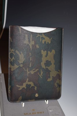 Lot 190 - Mulberry Green mobile phone holder, together with a  limited edition Cara Delevingne camo iPad case