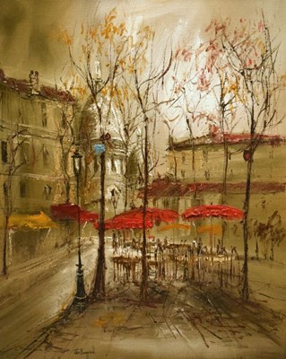 Lot 370 - John Bamfield - oil on canvas -  Place du Tertre, Monmartre, Paris