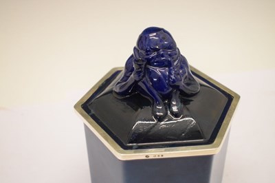 Lot 188 - Rare Royal Doulton 'Titanian' ware silver-mounted hexagonal tobacco jar and cover
