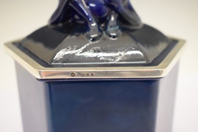 Lot 188 - Rare Royal Doulton 'Titanian' ware silver-mounted hexagonal tobacco jar and cover