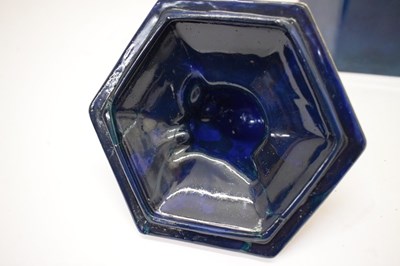 Lot 188 - Rare Royal Doulton 'Titanian' ware silver-mounted hexagonal tobacco jar and cover