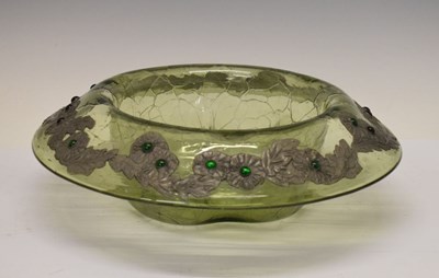 Lot 197 - Early 20th Century Art Noveau green glass bowl with pinched body