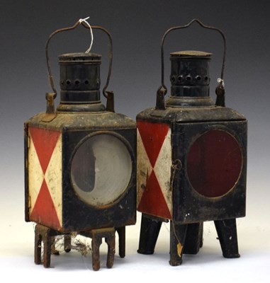 Lot 366 - Pair German railway lanterns