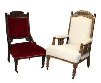 Lot 685 - Two late Victorian/Edwardian easy chairs