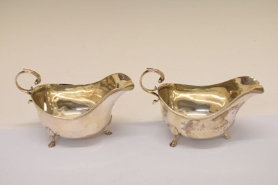 Lot 191 - George V cased pair of silver sauceboats