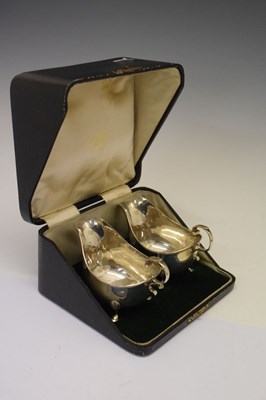 Lot 191 - George V cased pair of silver sauceboats
