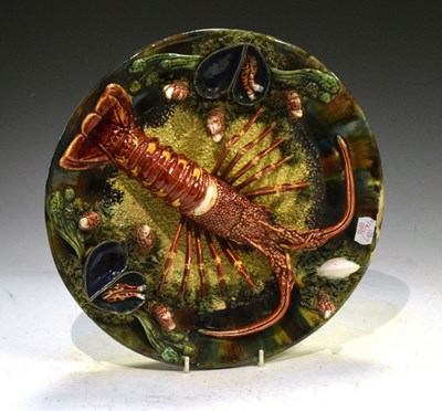 Lot 609 - Portuguese majolica Palissy style lobster dish