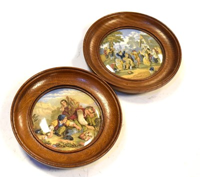 Lot 360 - Two Victorian Prattware pot lids