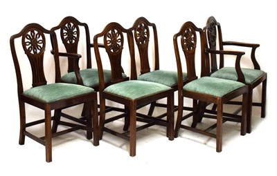 Lot 485 - Set of six Hepplewhite-style dining chairs