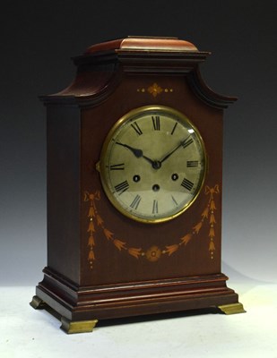 Lot 554 - German chiming inlaid bracket clock, Gustav Becker