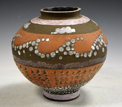 Lot 296 - Studio Pottery - Terracotta footed vase