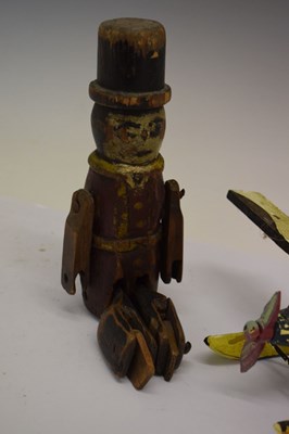 Lot 419 - Articulated wooden toy figure, together Kangaroo and seaplane
