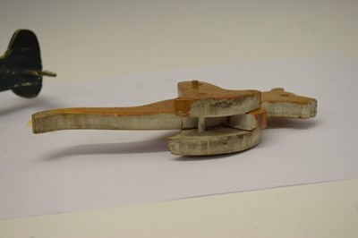Lot 419 - Articulated wooden toy figure, together Kangaroo and seaplane