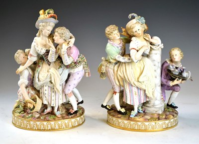 Lot 326 - Pair of Meissen porcelain figure groups (restoration)