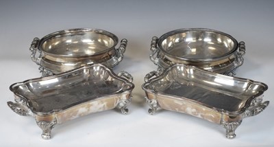 Lot 173 - Pair of plated entree dishes and chafing dishes