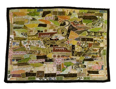 Lot 228 - Patchwork coverlet or wall hanging