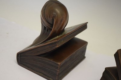 Lot 249 - Pair of bronze bookends 'Dante' and 'Beatrice'
