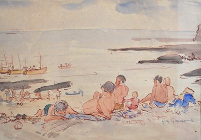 Lot 417 - Reg Gammon watercolour - Ladram Bay