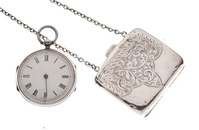 Lot 182 - Victorian silver cased watch-form pedometer together with a  silver coin case / purse