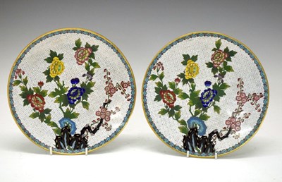 Lot 515 - Pair of Chinese cloisonne enamel plates