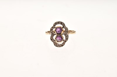 Lot 37 - 9ct gold amethyst and diamond ring