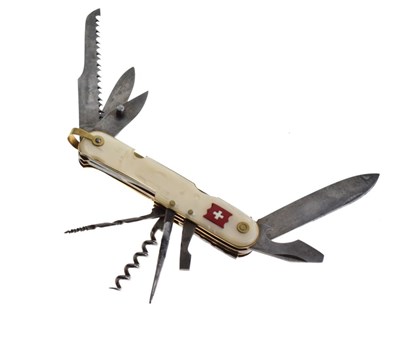 Lot 268 - Swiss Army knife with mother-of-pearl handle
