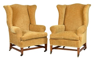 Lot 638 - Pair of 19th Century wing-back armchairs