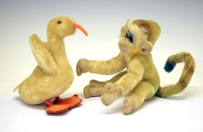 Lot 406 - Steiff  - Plush monkey and duck