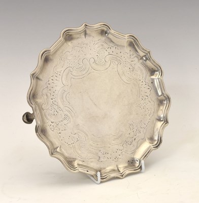 Lot 144 - George II silver salver of circular form with moulded border