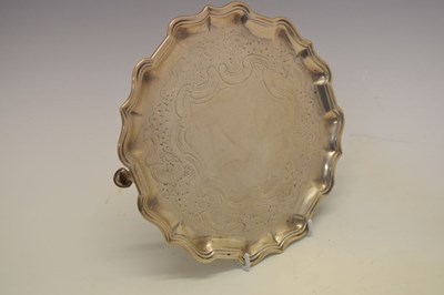 Lot 144 - George II silver salver of circular form with moulded border