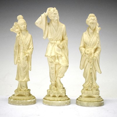 Lot 484 - Three Oriental-style resin figures, A. Giannelli