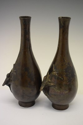 Lot 245 - Pair of Japanese bronze vases and lacquer bowl