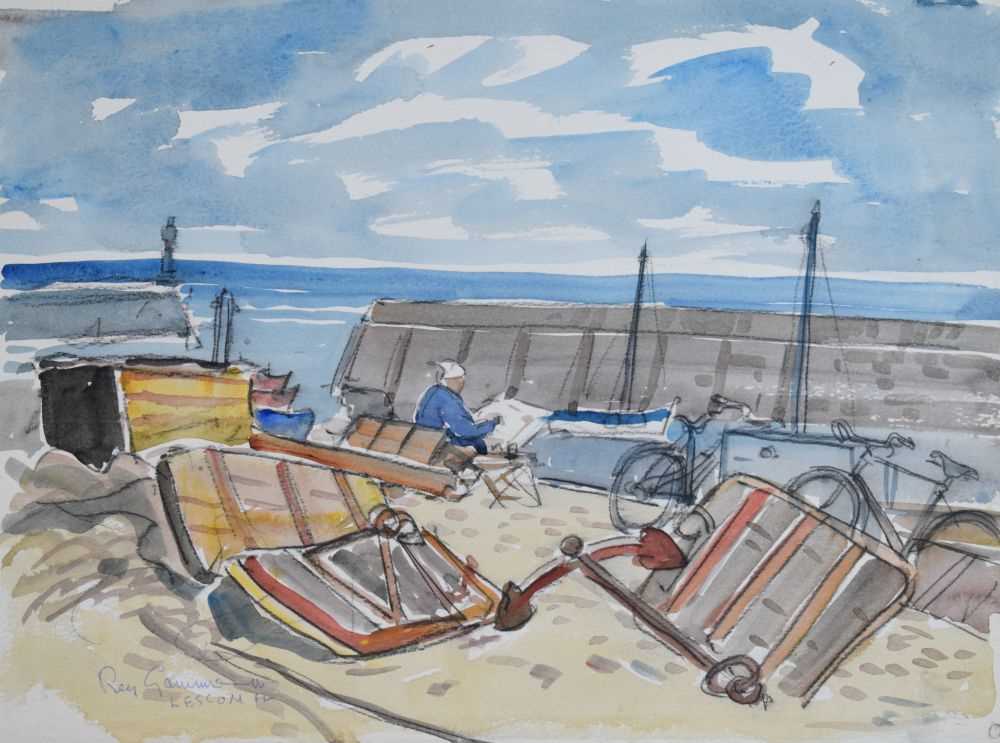 Lot 418 - Reg Gammon watercolour - Lescon, France