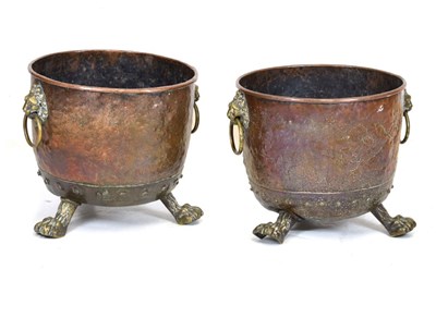 Lot 251 - Pair of copper and brass log bins