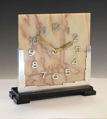 Lot 545 - Art Deco alabaster mantel clock