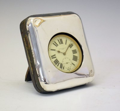 Lot 176 - George V silver desk easel watch stand, with a silver-plated Mappin & Webb pocket watch