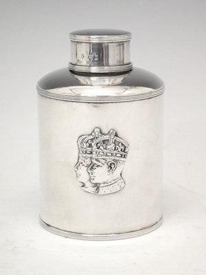Lot 167 - George VI silver tea canister commemorating the coronation of George VI