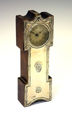Lot 164 - Edward VII silver-mounted miniature longcase clock