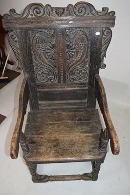 Lot 591 - Pair of 17th Century oak Wainscot chairs