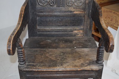Lot 591 - Pair of 17th Century oak Wainscot chairs