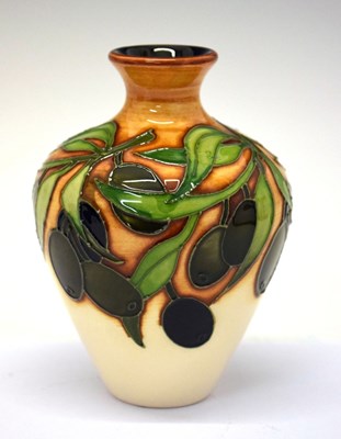 Lot 455 - Moorcroft pottery - Mediterranean Collection 'Olive' pattern vase, shape 83/4