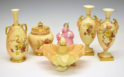 Lot 246 - Quantity of Royal Worcester blush ivory and Royal Doulton figure 'Bo Peep'