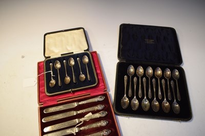 Lot 172 - Three cased sets of silver spoons, etc..