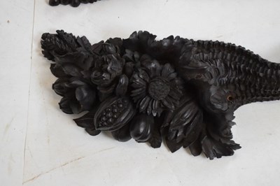 Lot 453 - Pair of carved oak cornucopia wall appliques