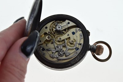 Lot 155 - Early 20th Century gunmetal pocket watch stopwatch